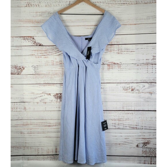 NWT LULUS YACHT ROCK BLUE AND WHITE STRIPED SIZE XL OFF THE SHOULDER DRESS - Picture 1 of 12